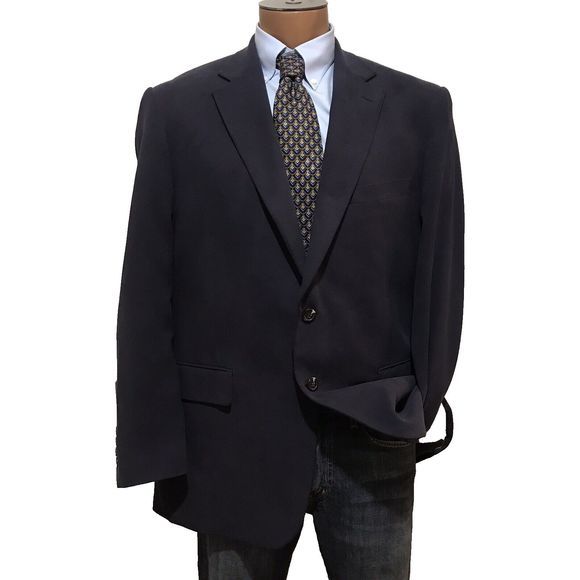 ALAN FLUSSER MENS BLAZER SIZE 44R BLUE SPORT‎ COAT 100% SILK SUIT JACKET - Picture 1 of 12